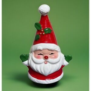 Vintage Josef Kitschy Originals Smiling Santa Claus Ceramic Christmas Bell VGC
